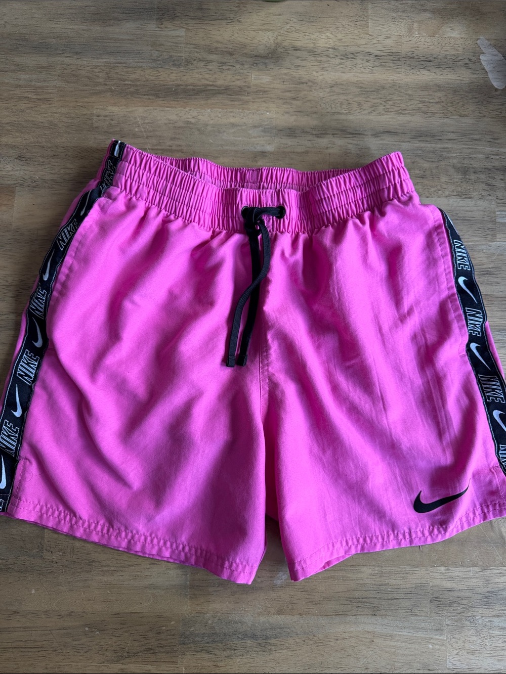 Nike Men's Pink Swim Shorts with Black Trim